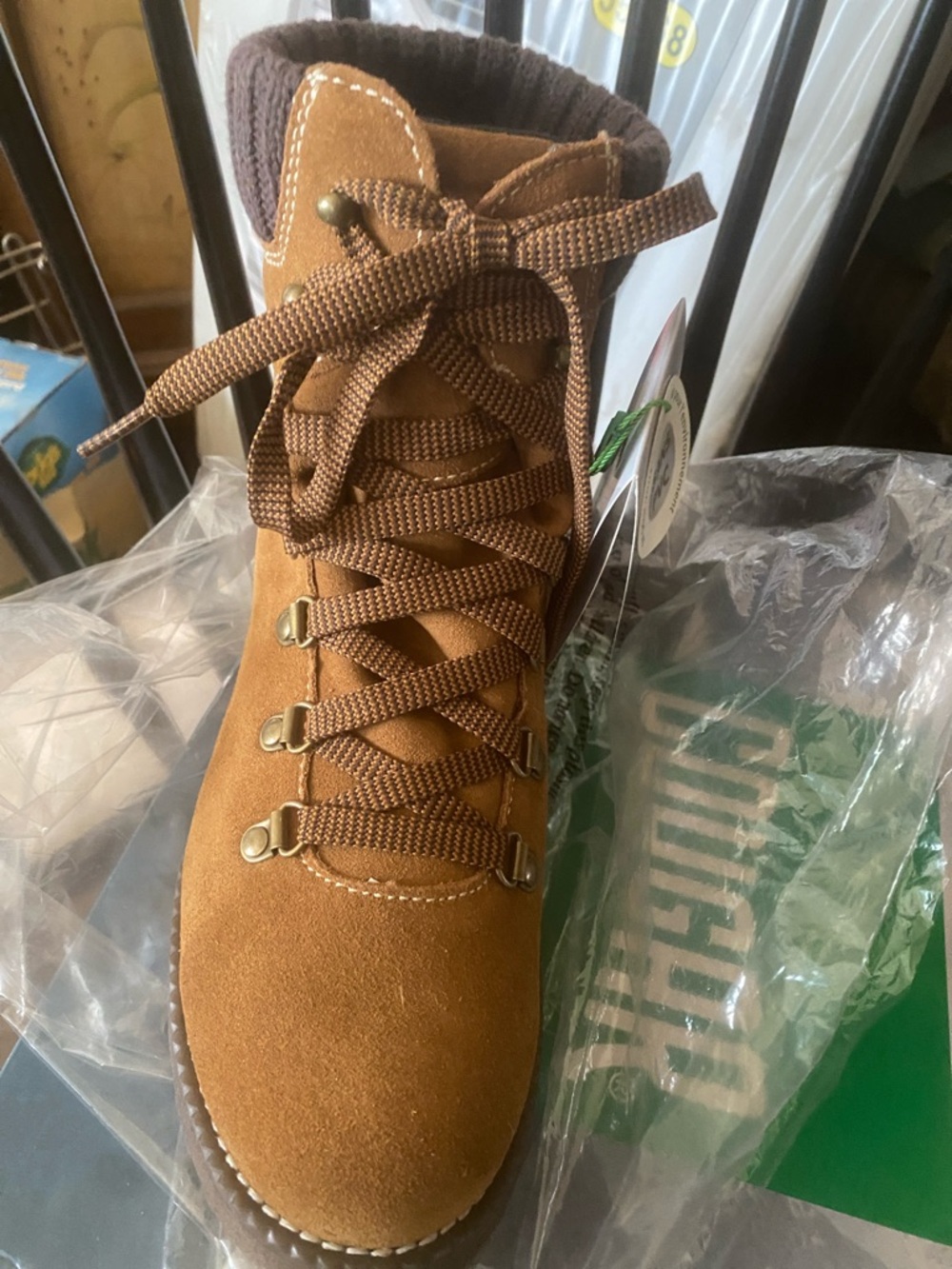 Cougar 🍁Brown Suede Lace-Up Women's Winter Rain Boot